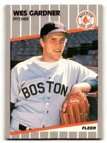 Wes Gardner Boston Red Sox baseball card from 1989 Fleer series with Near Mint condition