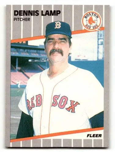 1989 Fleer Dennis Lamp Boston Red Sox baseball card, vintage Boston Red and Red Sox collectible