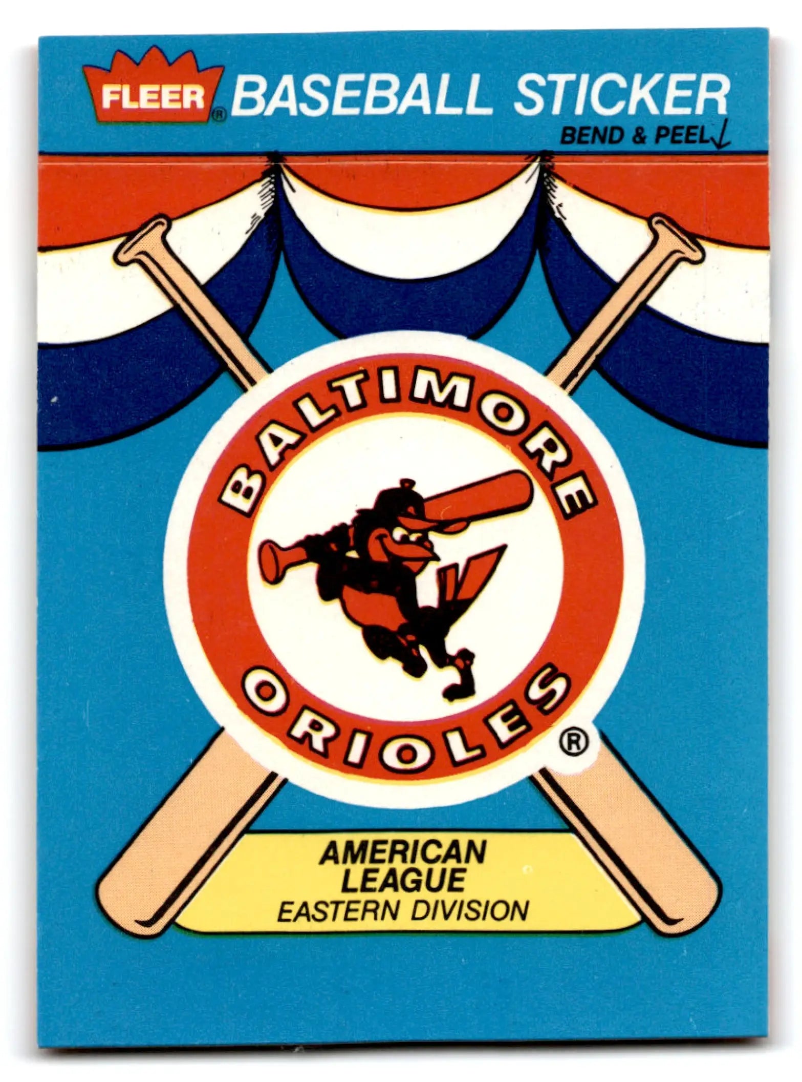 Vintage Baltimore Orioles team sticker from 1989 Fleer AL Orioles team stickers collection