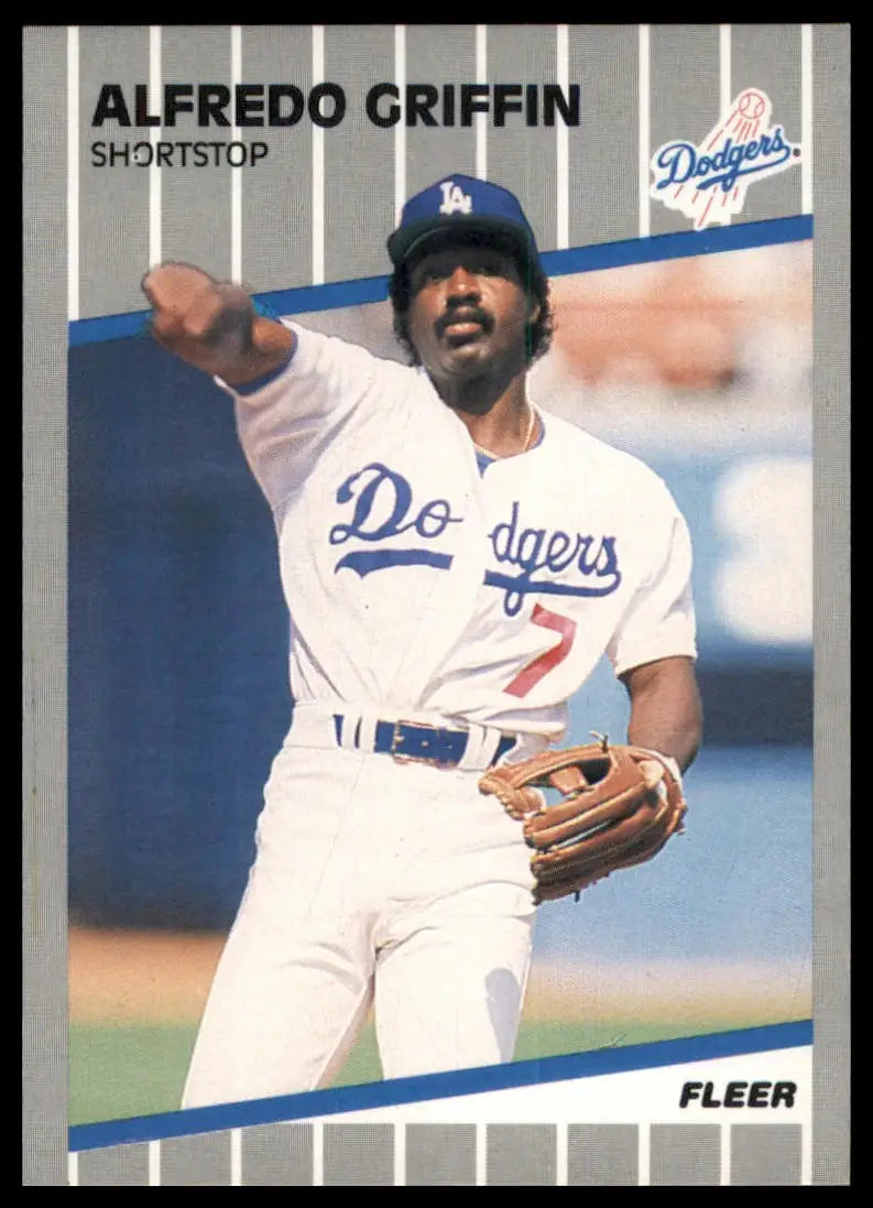 1989 Fleer Alfredo Griffin 58 Los Angeles Dodgers NM - Baseball Card Single