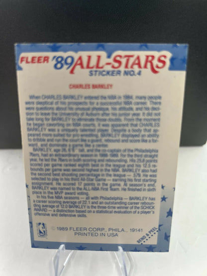 1989 Fleer All Star Sticker Charles Barkley Philadelphia 76ers NBA Hall of Fame