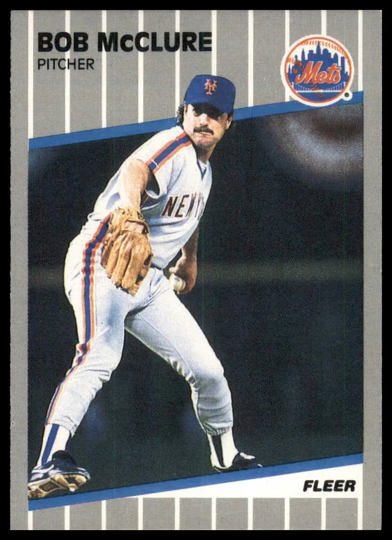 1989 Fleer Bob McClure 42 New York Mets NM - Baseball Card Single
