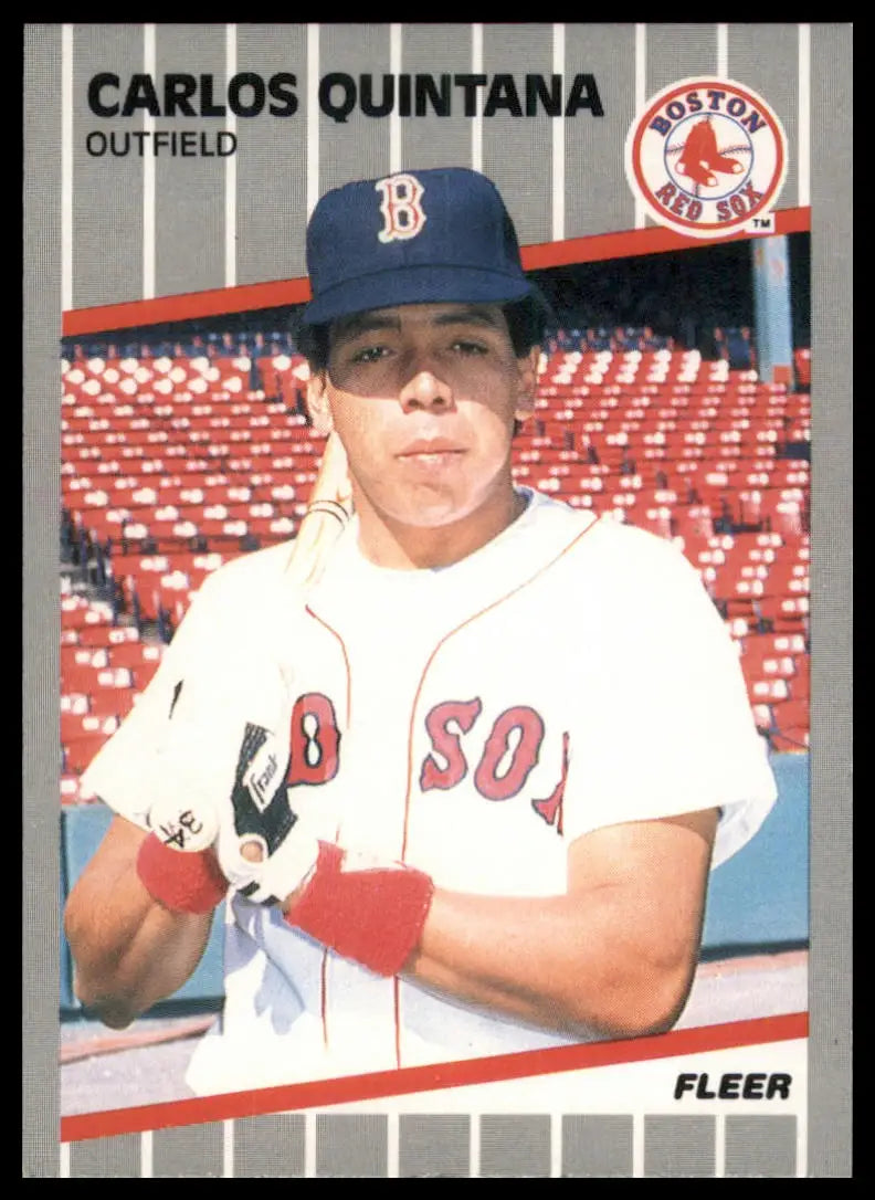 1989 Fleer Carlos Quintana RC 95 Boston Red Sox NM - Baseball Card Single