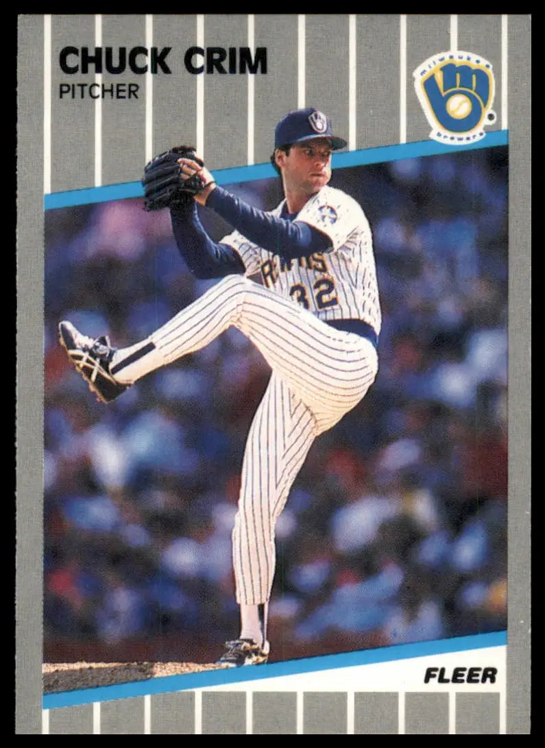 1989 Fleer Chuck Crim 183 Milwaukee Brewers NM - Baseball Card Single