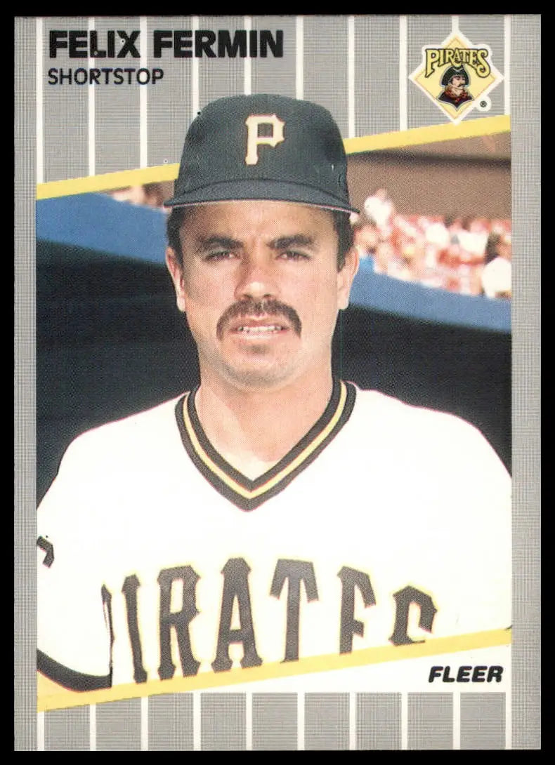 1989 Fleer Felix Fermin 208 Pittsburgh Pirates NM - Baseball Card Single