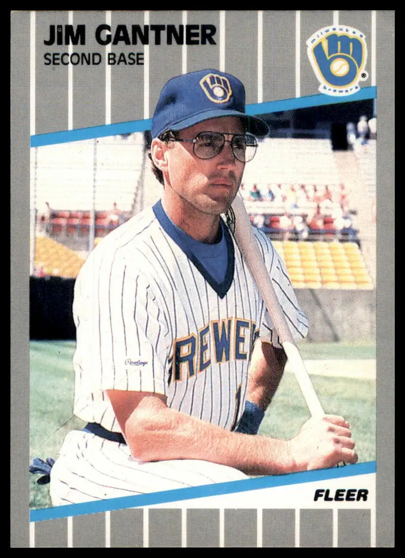 1989 Fleer Jim Gantner 186 Milwaukee Brewers NM - Baseball Card Single