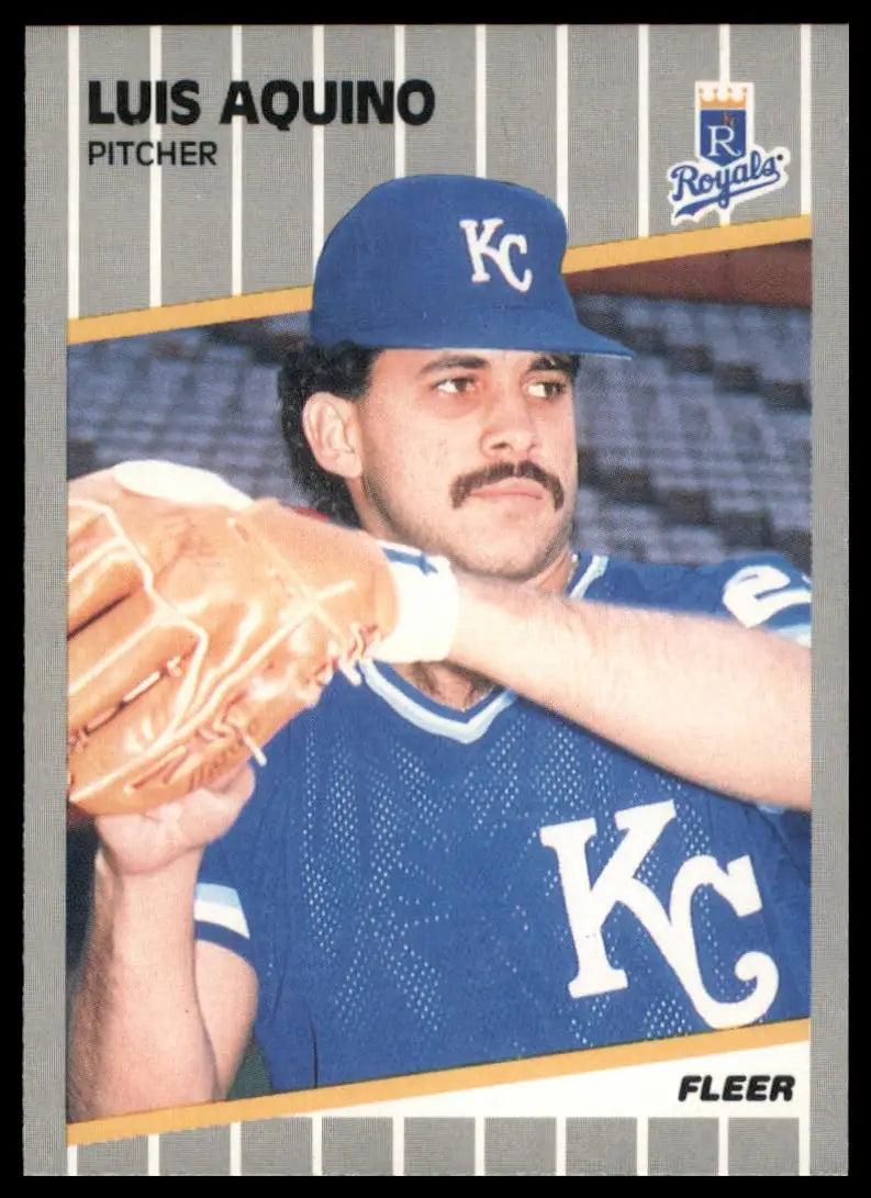 1989 Fleer Luis Aquino 275 Kansas City Royals NM - Baseball Card Single