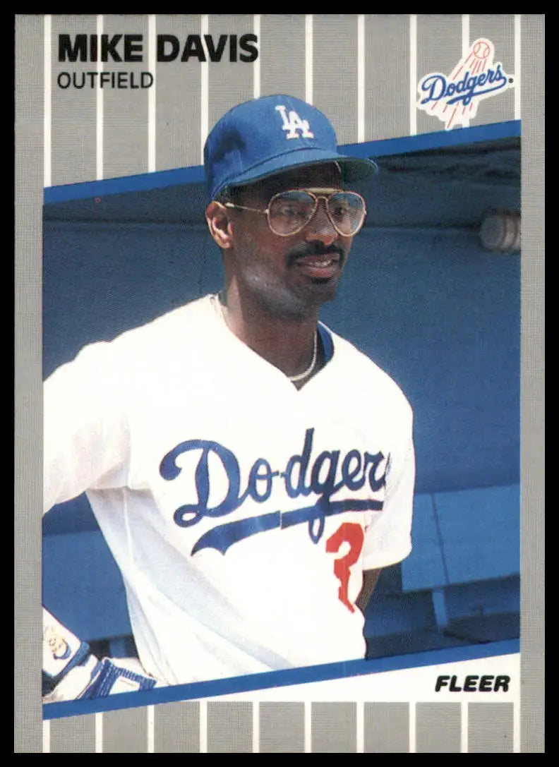 1989 Fleer Mike Davis 55 Los Angeles Dodgers NM - Baseball Card Single