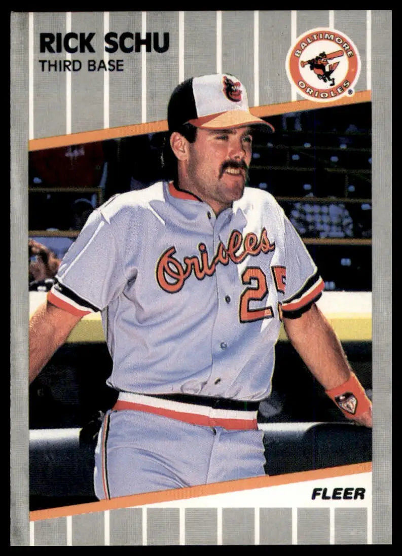1989 Fleer Rick Schu 619 Baltimore Orioles NM - Baseball Card Single