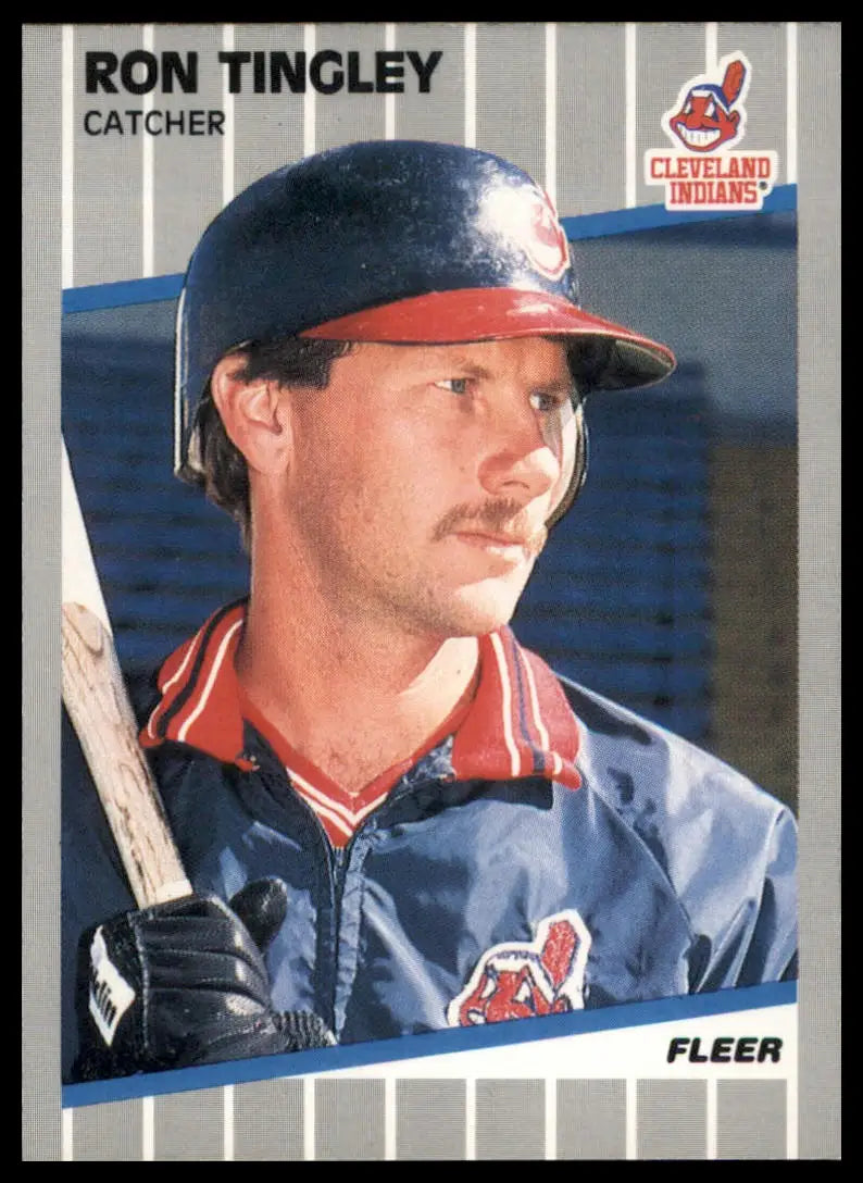 1989 Fleer Ron Tingley RC 414 Cleveland Indians NM - Baseball Card Single