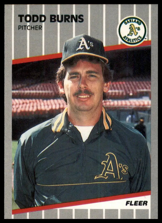 1989 Fleer Todd Burns RC 3 Oakland Athletics NM - Baseball Card Single