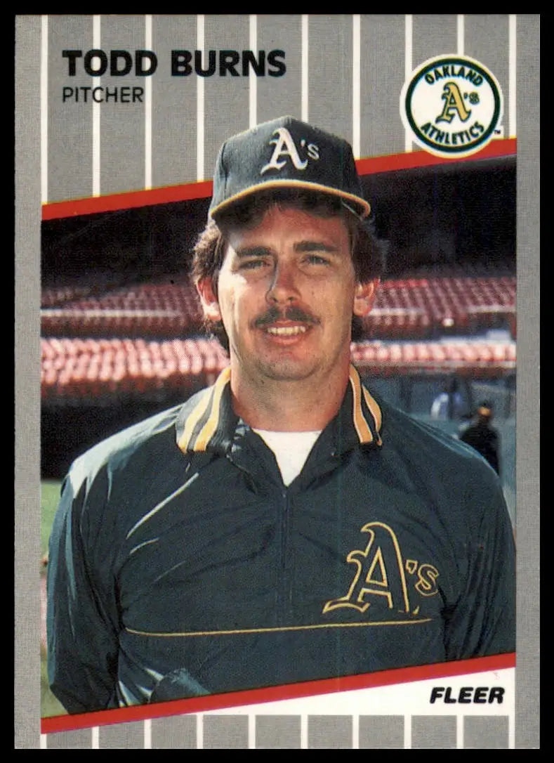 1989 Fleer Todd Burns RC 3 Oakland Athletics NM - Baseball Card Single