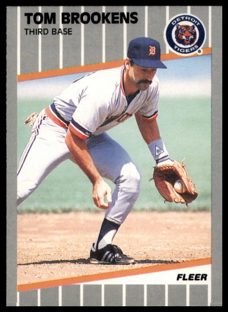 1989 Fleer Tom Brookens 130 Detroit Tigers NM - Baseball Card Single