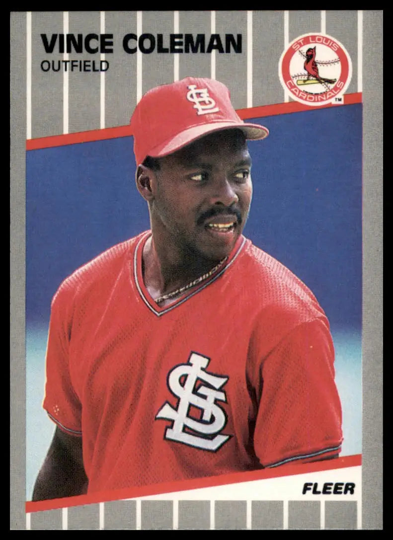 1989 Fleer Vince Coleman 445 St. Louis Cardinals NM - Baseball Card Single