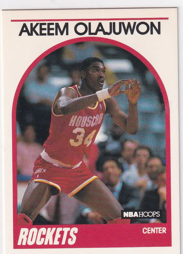 1989 HOOPS #180 AKEEEM OLAJUWON- HOUSTON ROCKETS - Basketball Card Single