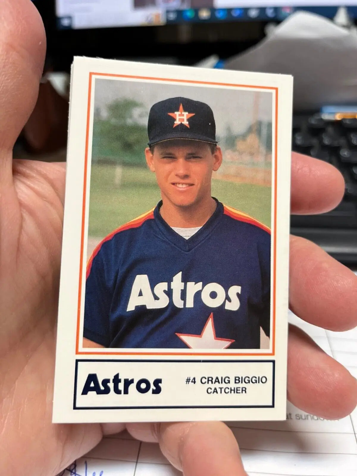 Craig Biggio baseball card from 1989 Houston Astros card set featuring Team Issue design