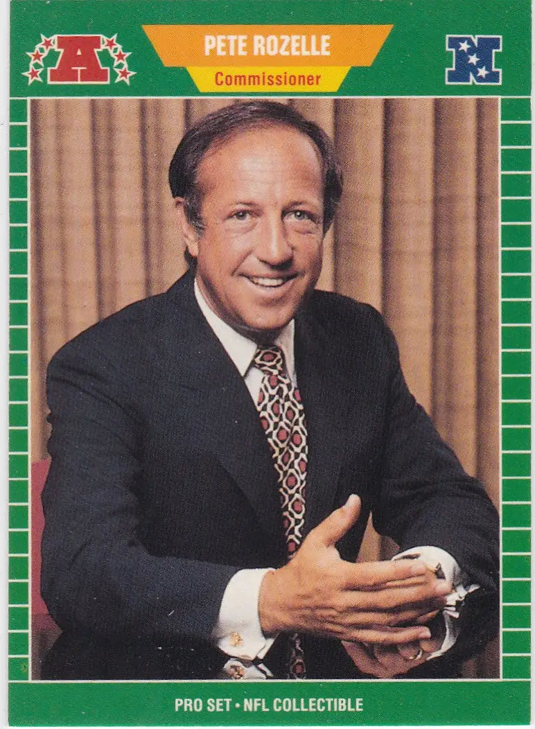 Pete Rozelle Commissioner trading card from 1989 Pro Set NFL collection