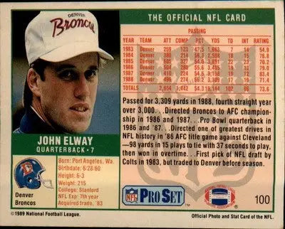 1989 Pro Set #100b John Elway - Football Card Single