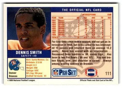 1989 Pro Set #111 Dennis Smith - Football Card Single