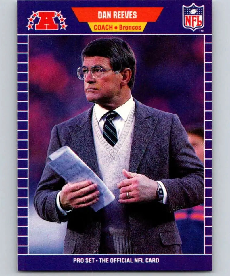 1989 Pro Set #114 Dan Reeves EX Excellent Denver Broncos Football Card - Football Card Single