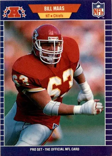 Original gloss 1989 Pro Set Bill Maas football card displayed in Simply Sandoval product