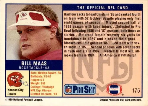 Original gloss of 1989 Pro Set Bill Maas football card displayed by Simply Sandoval