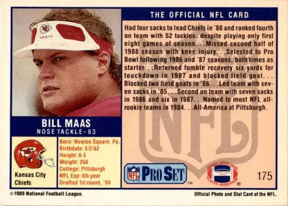 Original gloss of 1989 Pro Set Bill Maas football card displayed by Simply Sandoval