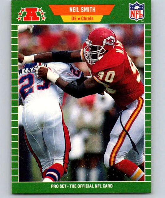 1989 Pro Set #180 Neil Smith EX Excellent RC Rookie Kansas City Chiefs Football Card - Football Card Single