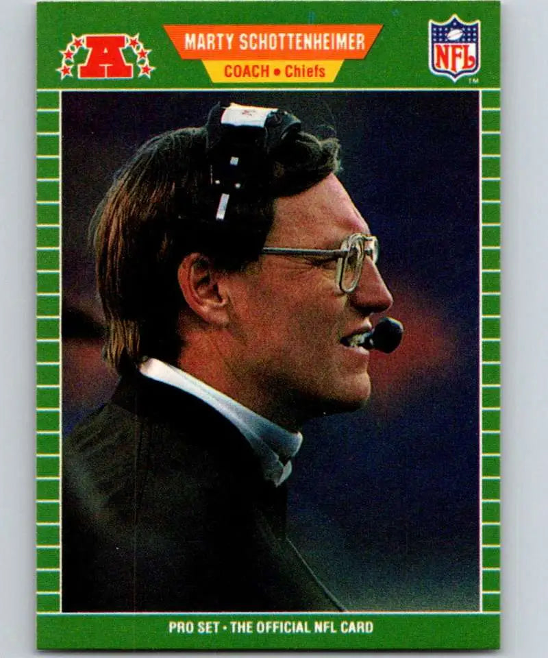 1989 Pro Set #181 Marty Schottenheimer EX Excellent Kansas City Chiefs Football Card - Football Card Single