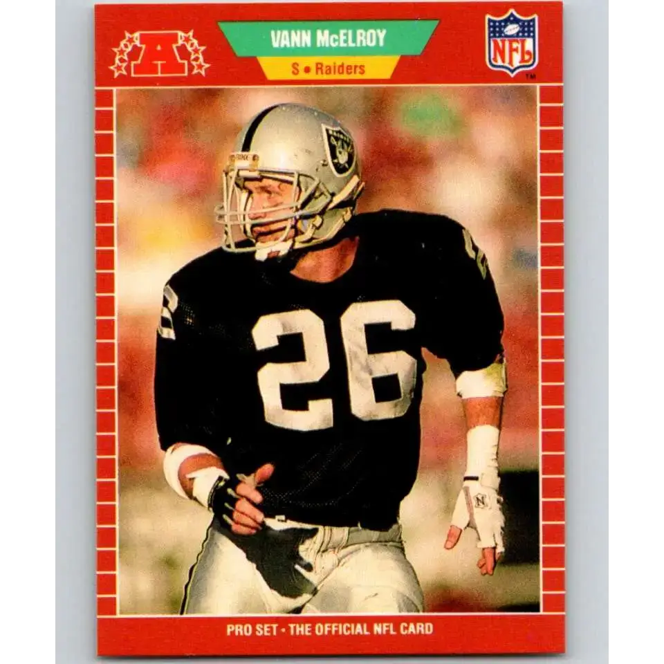 1989 Pro Set #187 Vann McElroy NM-MT Los Angeles Raiders Football Card