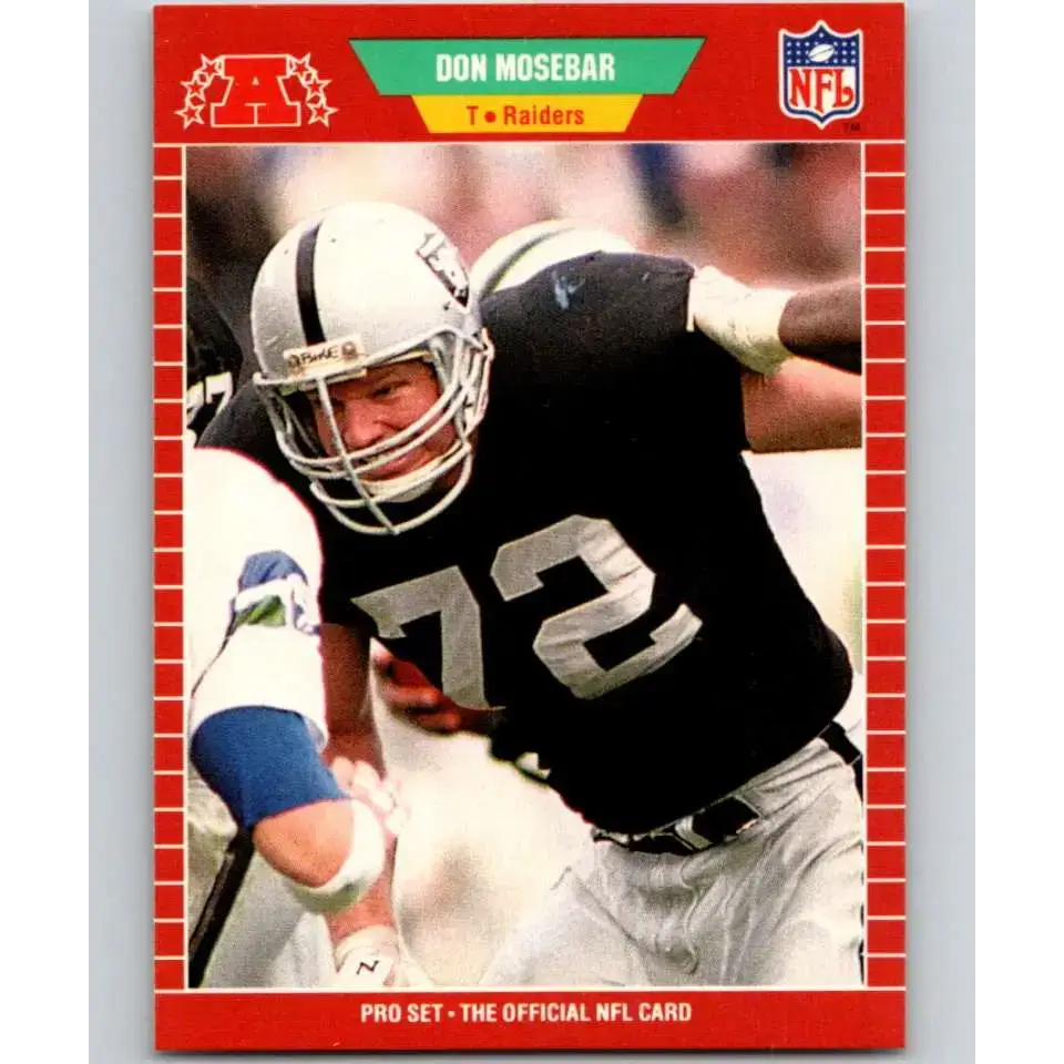 1989 Pro Set #189 Don Mosebar NM-MT RC Rookie Los Angeles Raiders Football Card