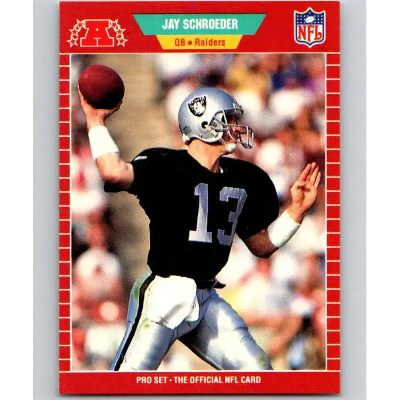 1989 Pro Set #192 Jay Schroeder NM-MT Los Angeles Raiders Football Card - Football Card Single