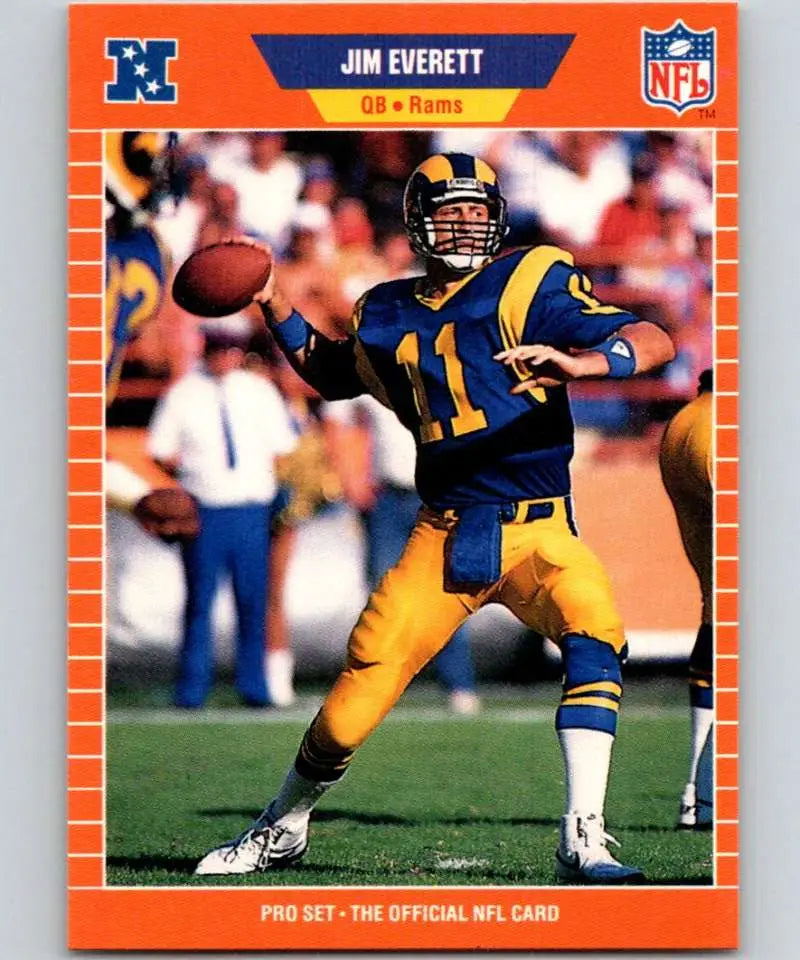 1989 Pro Set #199 Jim Everett EX Excellent Los Angeles Rams Football Card - Football Card Single