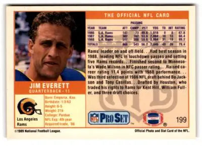 1989 Pro Set #199 Jim Everett - Trading Card