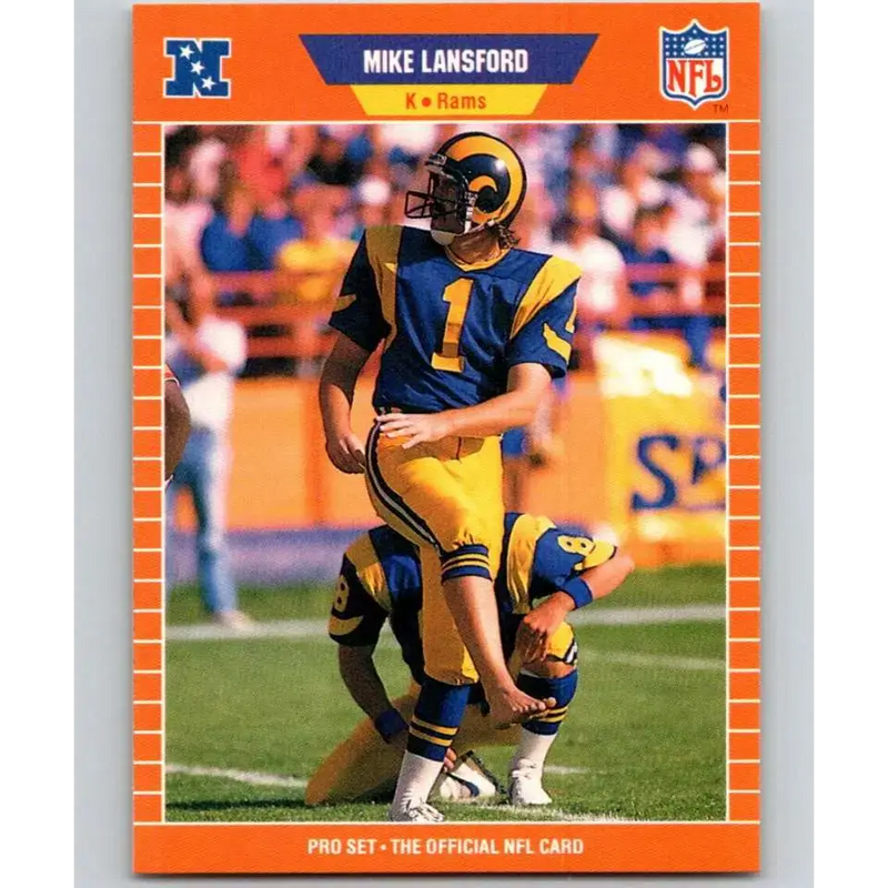 1989 Pro Set #204 Mike Lansford NM-MT Los Angeles Rams Football Card - Football Card Single
