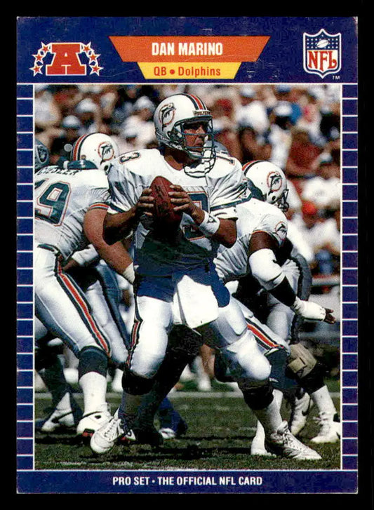 1989 Pro Set Dan Marino football card featuring Dan Marino of the Miami Dolphins