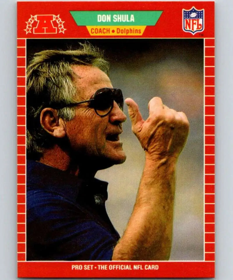 1989 Pro Set #225 Don Shula/ EX Excellent RC Rookie Miami Dolphins Football Card - Football Card Single