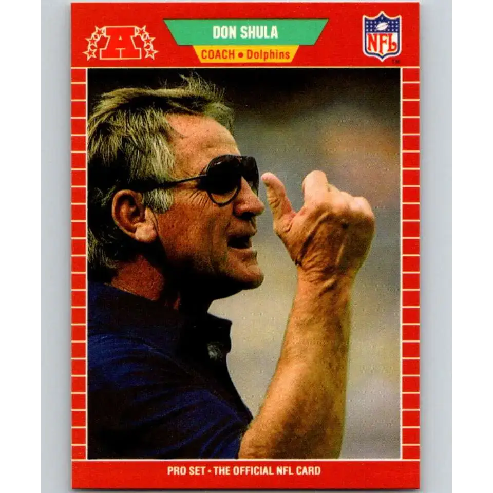 1989 Pro Set #225 Don Shula/ NM-MT RC Rookie Miami Dolphins Football Card