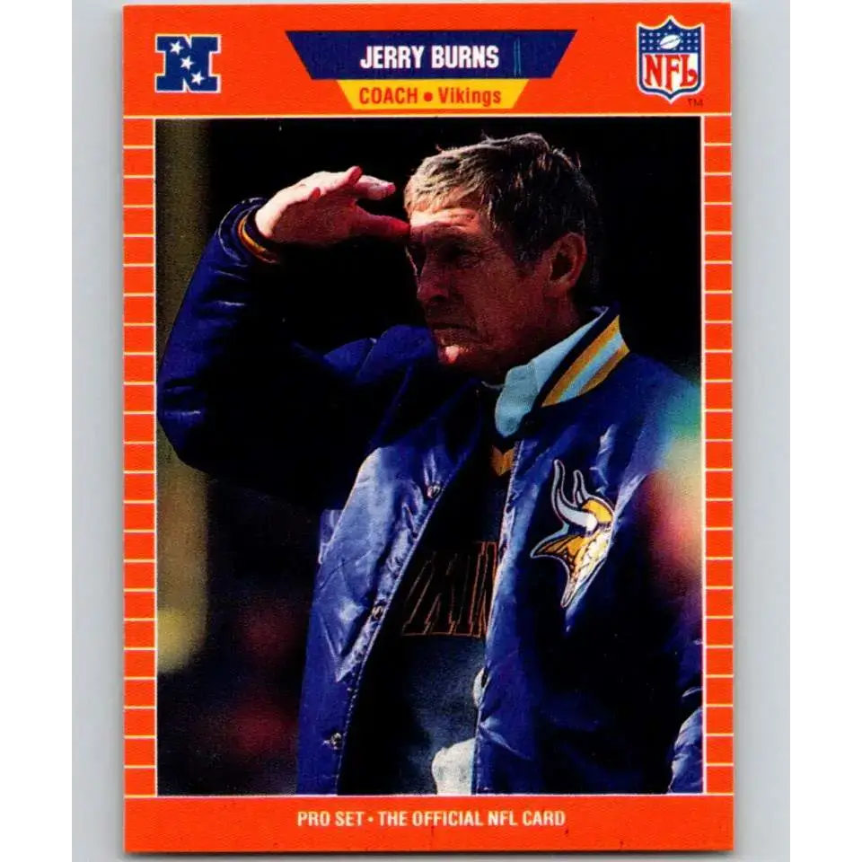 1989 Pro Set #243 Jerry Burns CO NM-MT Minnesota Vikings Football Card - Football Card Single