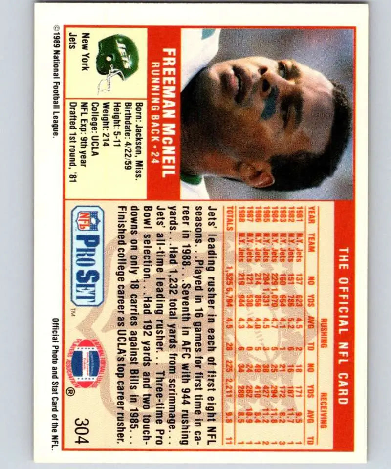 1989 Pro Set #304 Freeman McNeil EX Excellent New York Jets Football Card - Football Card Single