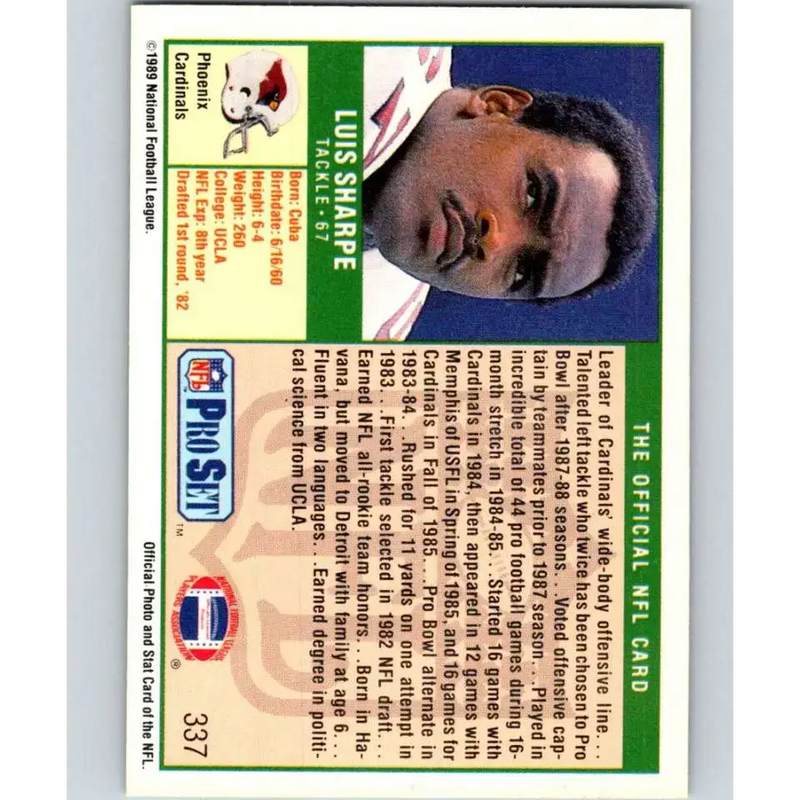1989 Pro Set #337 Luis Sharpe NM-MT Phoenix Cardinals Football Card - Football Card Single
