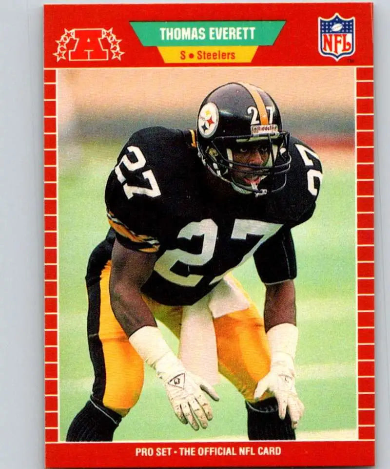 1989 Pro Set #345 Thomas Everett EX Excellent RC Rookie Pittsburgh Steelers Football Card - Football Card Single