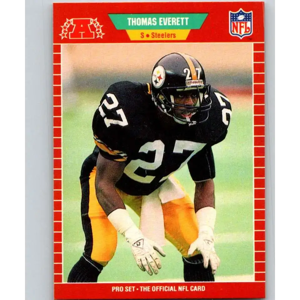 1989 Pro Set #345 Thomas Everett NM-MT RC Rookie Pittsburgh Steelers Football Card