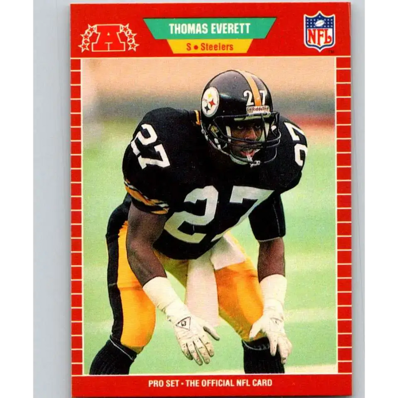 1989 Pro Set #345 Thomas Everett NM-MT RC Rookie Pittsburgh Steelers Football Card - Football Card Single