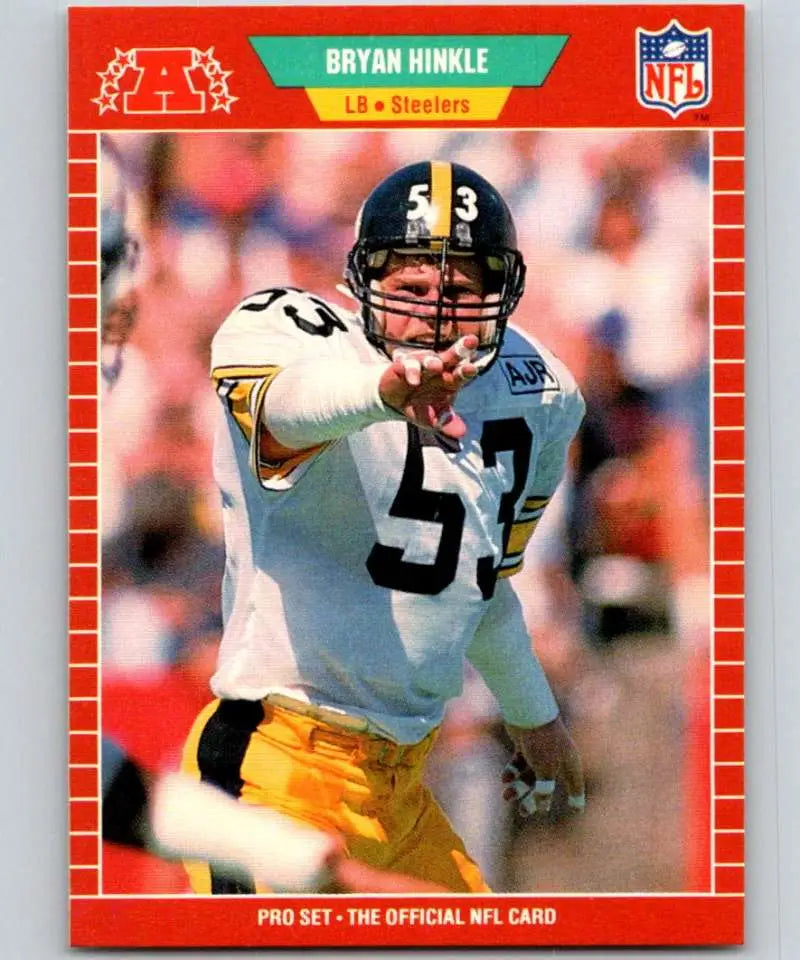 1989 Pro Set #347 Bryan Hinkle EX Excellent RC Rookie Pittsburgh Steelers Football Card - Football Card Single