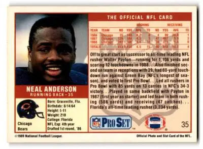 1989 Pro Set #35 Neal Anderson