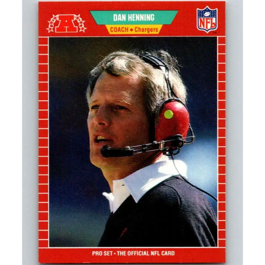 1989 Pro Set #368 Dan Henning CO NM-MT San Diego Chargers Football Card