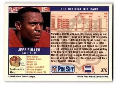 1989 Pro Set #376 Jeff Fuller - Football Card Single