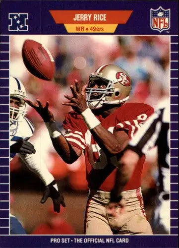 Vintage Jerry Rice football card in original gloss from 1989 Pro Set 49ers