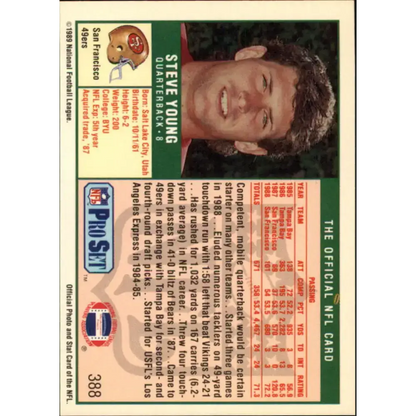 1989 Pro Set #388 Steve Young NM-MT San Francisco 49ers Football Card